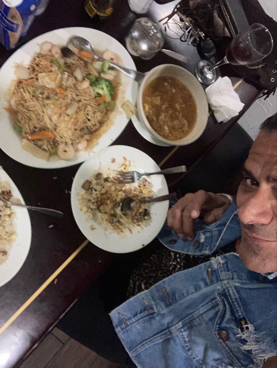 After a long day of being on set and filming, I like to unwind with some Lo Mein for dinner and fancy wine.