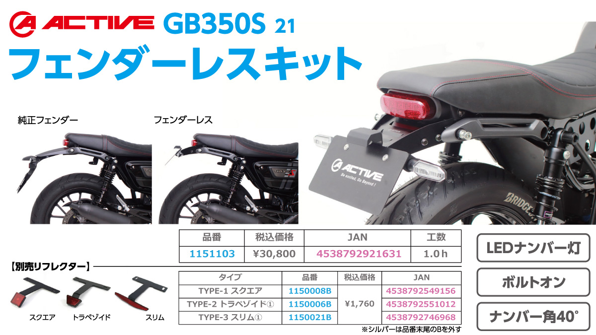 Active製 GB350S フェンダーレスキット | legaleagle.co.nz