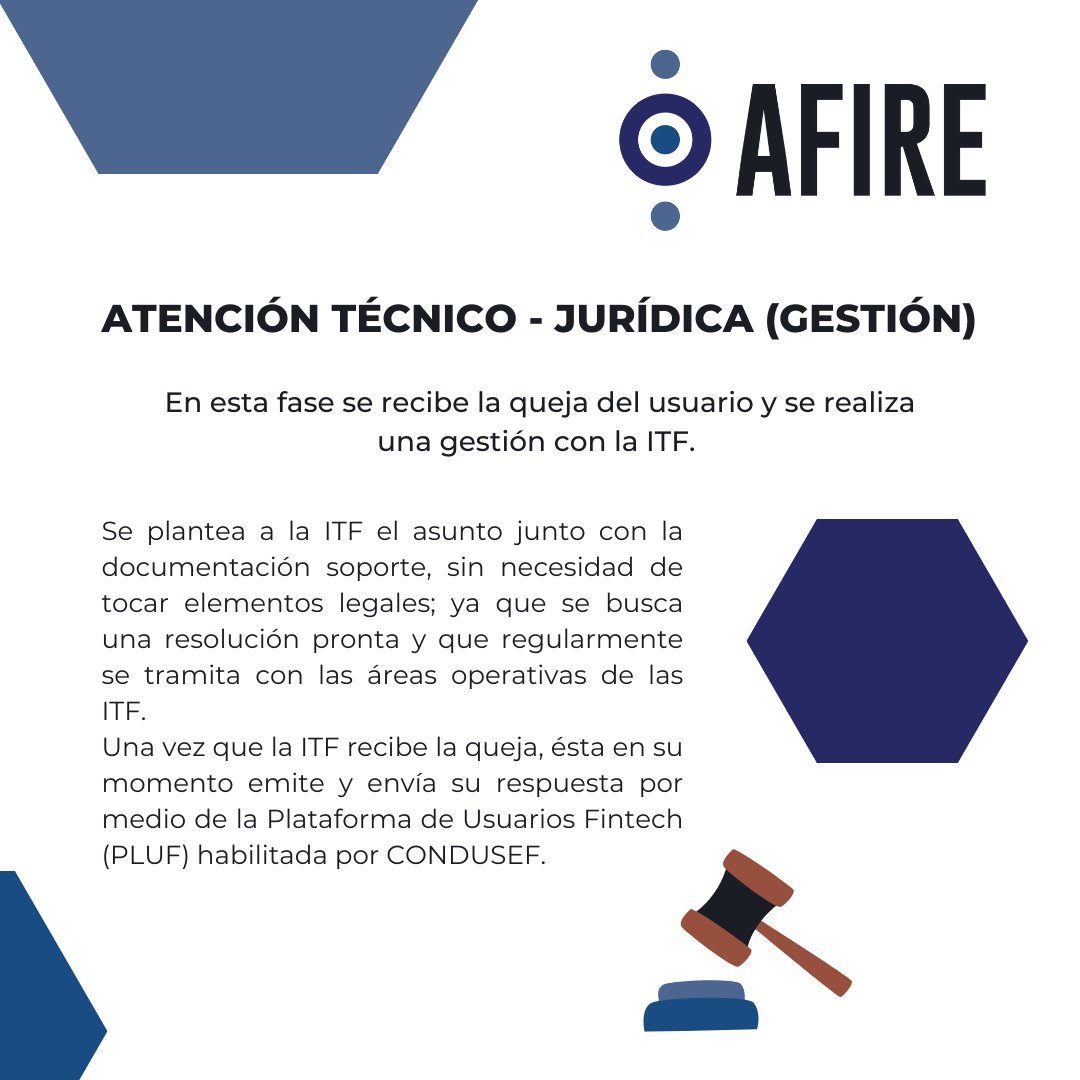 afire_mx's tweet photo. Conoce que se hace en la fase de Atención Técnico - Jurídica de la @CondusefMX
#confusef #tecnicojuridico #queja #asesoria https://t.co/D3kLK20QA1