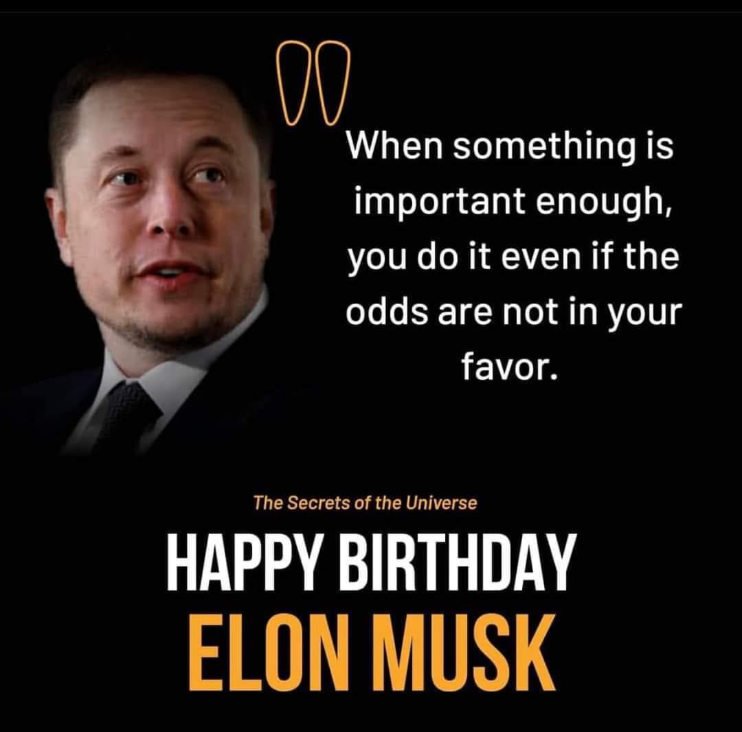 UpdateRail's tweet photo. Time is the ultimate currency." In the digital space, Elon is known as the foster father of the #Space and #Dogecoin
Happy birthday @elonmusk #ElonMusk  @TheDogeBird @MyDogeCTO @morens_crypto @m_i_l_i__ @MoarHodl @JustinScerini @old_soon @WhitneyWalker33 @pythadoge @TOPDOGE007 https://t.co/BnPqrlmMTl