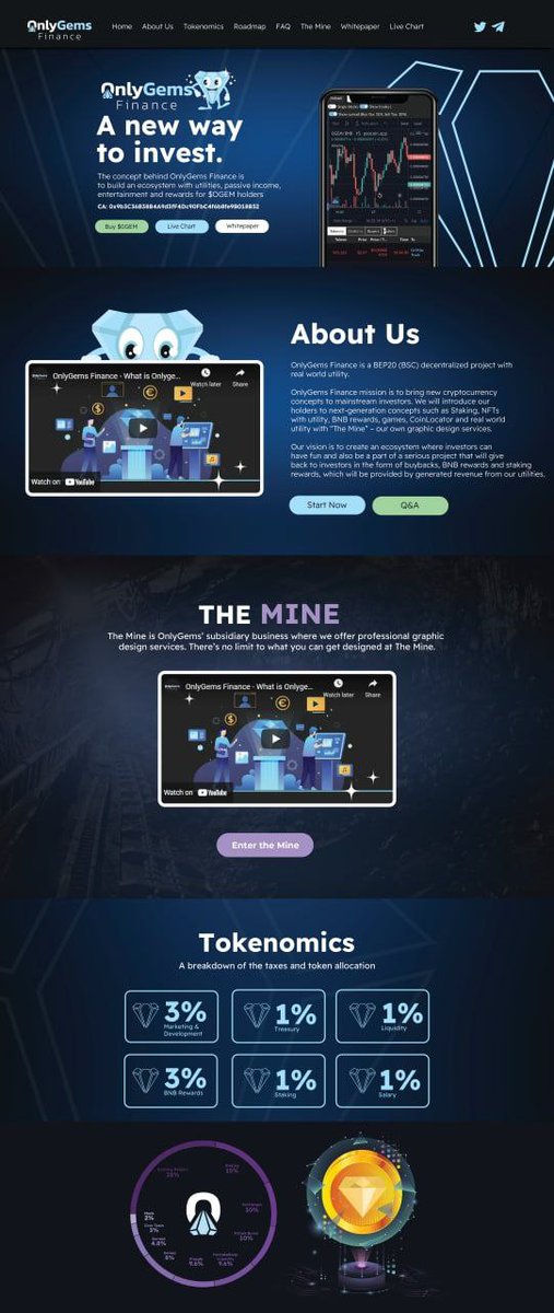 OnlyGemsFinance's tweet photo. Working on v2 website and it's looking really nice 😎🔥

NFTs are coming very soon and we will also make a dedicated website for the mine only which will include services for crypto based projects and real world business. We are making some more exciting parnerships for the mine https://t.co/Kp3341Ta4i