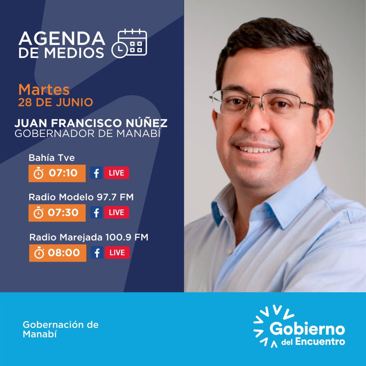 GlobaLidership's tweet photo. #AgendaEnMedios 🎙| Nuestro gobernador @juanfranciscoNH, dialogará sobre temas de interés de la provincia en #BahíaTve #RadioModelo y #RadioMarejada, este martes 28 de junio. https://t.co/xdVcKtKUZZ