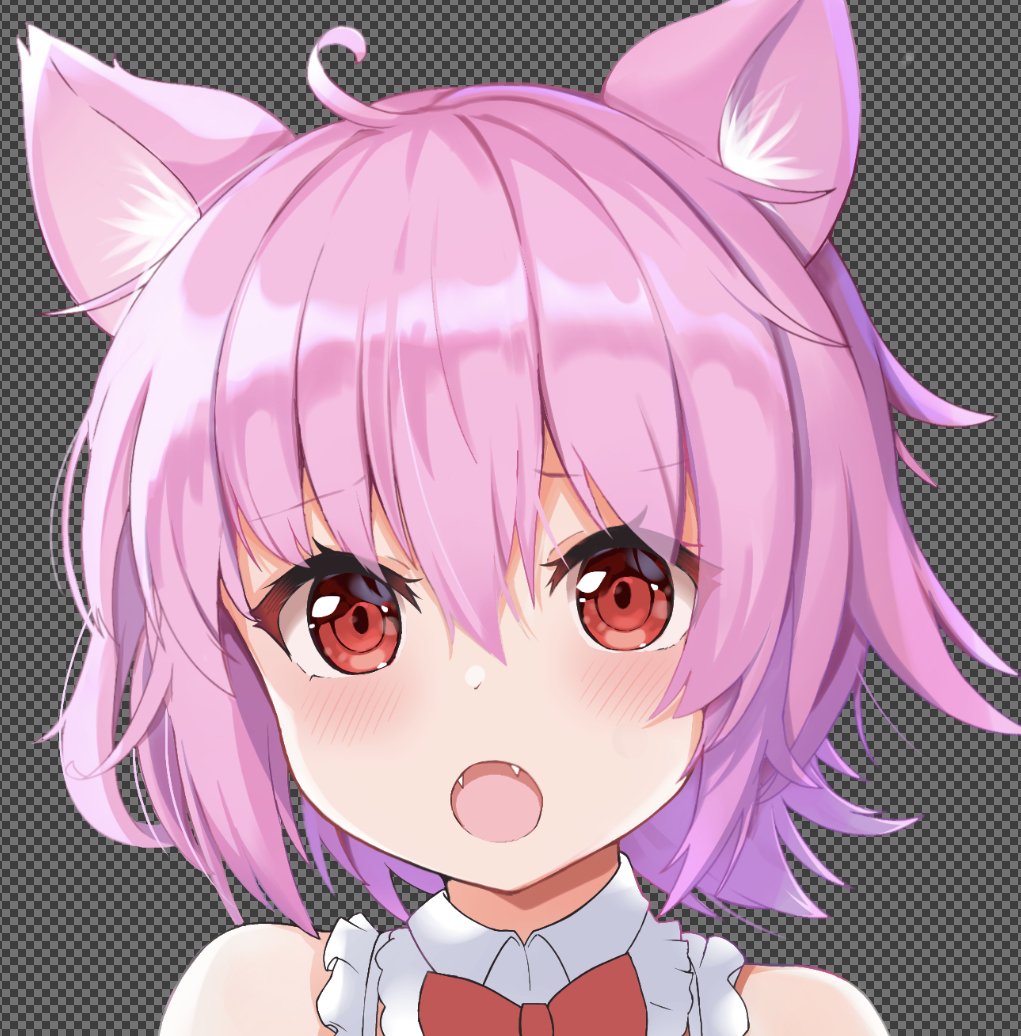 tama (kancolle) 1girl animal ears solo cat ears red eyes pink hair open mouth  illustration images