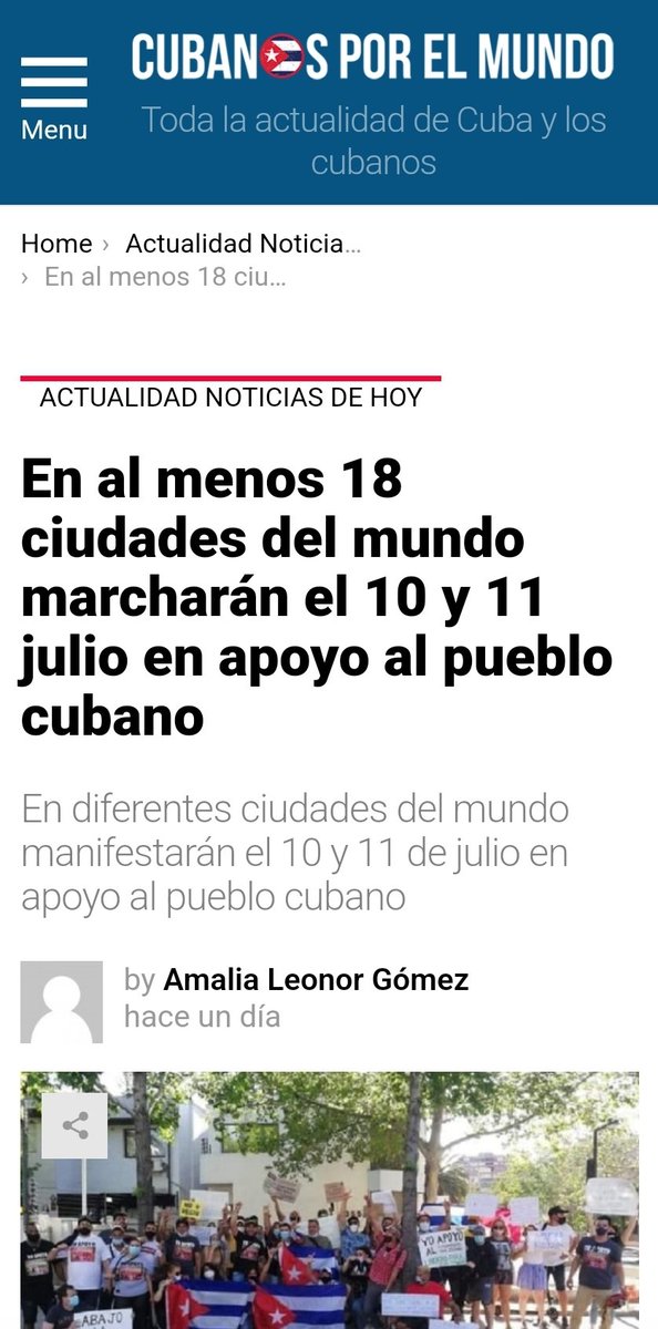 ismary_b's tweet photo. Medios de prensa comienzan a dar la noticia de las ciudades del mundo donde cubanos exiliados marcharán en apoyo al pueblo Cubano.
https://t.co/gfNVqLQrb5 https://t.co/mfB58a56P0