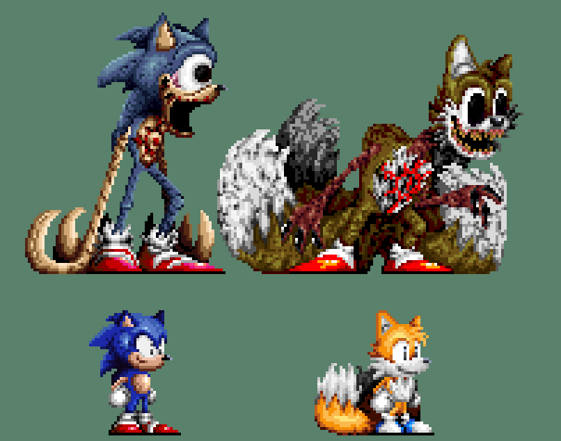 Sonic shadow tails and tails exe pixel art