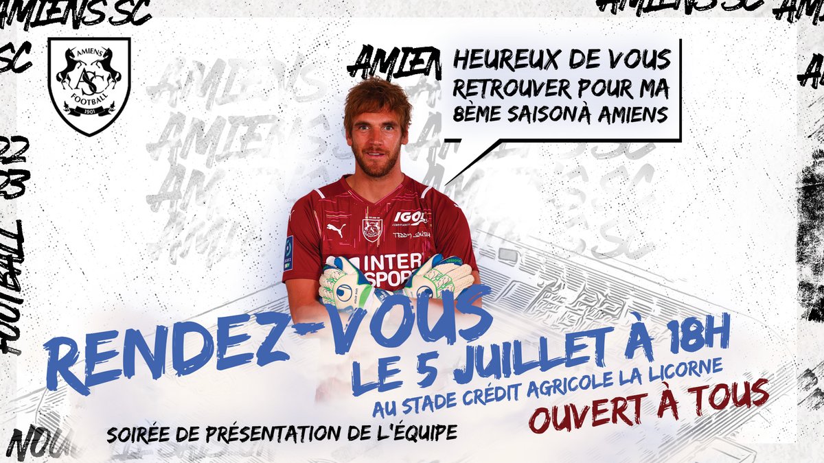 𝑃𝑟𝑒́𝑠𝑒𝑛𝑡𝑎𝑡𝑖𝑜𝑛 𝑑𝑒 𝑙'𝑒́𝑞𝑢𝑖𝑝𝑒 𝟸𝟶𝟸𝟸/𝟸𝟶𝟸𝟹 ! ⚽
 
L'Amiens SC vous propose de venir découvrir le nouvel effectif de cette saison, le mardi 05 juillet au Stade Crédit Agricole La Licorne à 18h !
 
Venez nombreux ! 🔥

#FiersDetreAmienois ⚪⚫