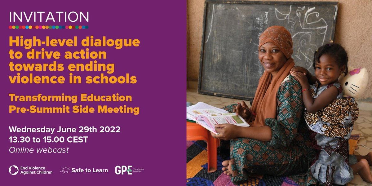 Join the #SafeToLearn side event at the #TransformingEducation Pre-Summit in Paris!

Leaders will discuss steps to #ENDviolence in and through schools & launch a new #essaycollection📒

Watch Online!
🗓️29 June, 13.30 - 15.00 CEST
🔗bit.ly/Transform_Educ…