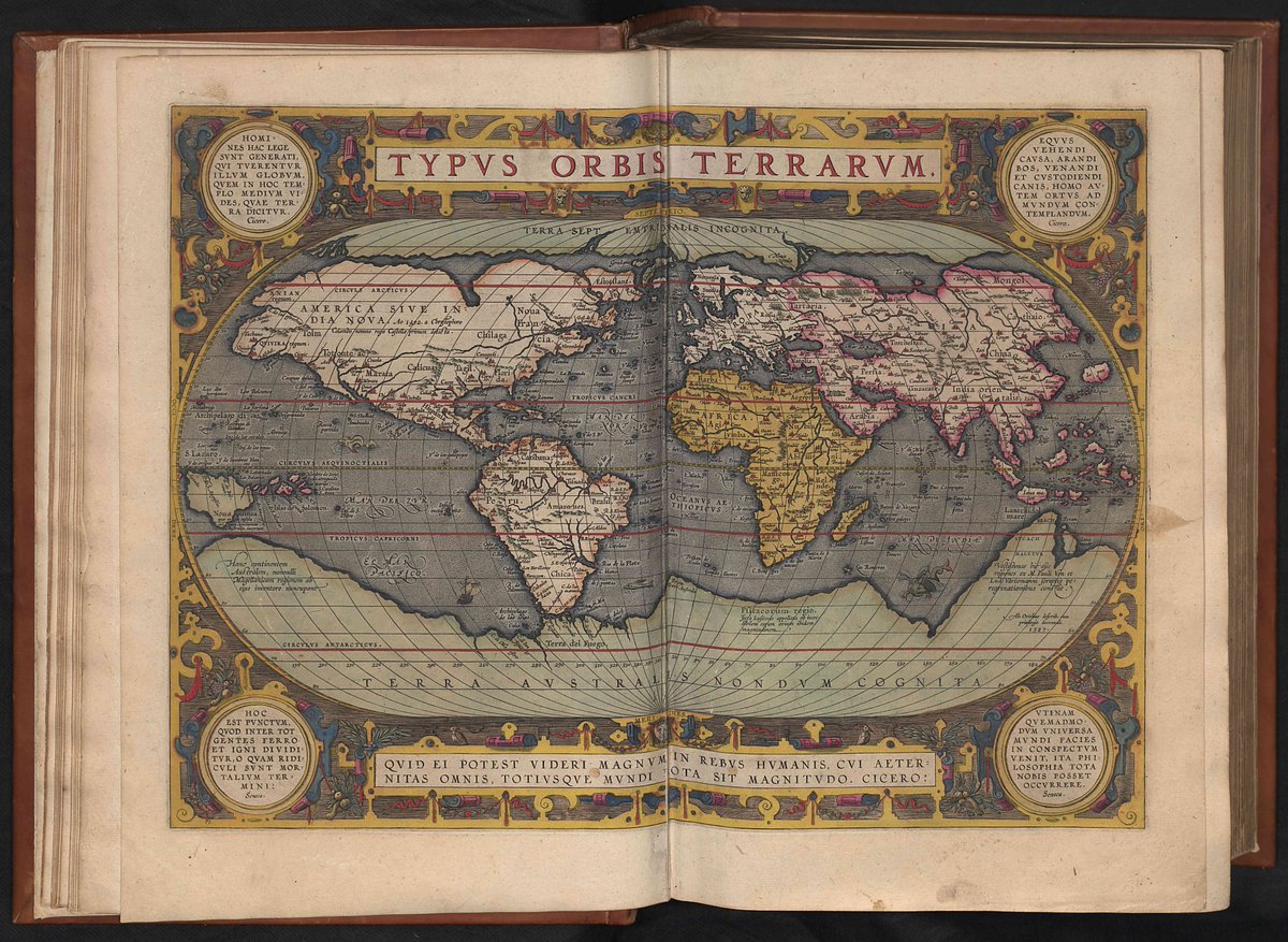 Wist je dat een Antwerpenaar de moderne atlas uitvond? Abraham Ortelius (1527-1598) bracht de beste kaarten van zijn tijd samen in een mooi, eengemaakt werk: het Theatrum orbis terrarum.

Collectie van <a href="/bcubantwerpen/">Heritage UAntwerpen</a>
flandrica.be/items/show/716/