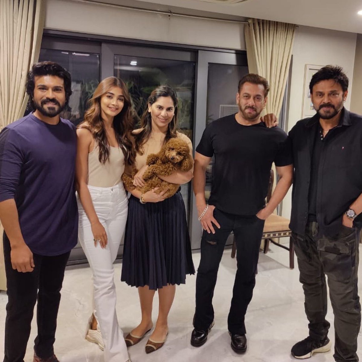 upasanakonidela's tweet photo. Our darling rhymeeee 🐶 is getting too much love. 
🤗 we thoroughly enjoyed both evenings. 
@AlwaysRamCharan @VenkyMama  @amirkingkhan @BeingSalmanKhan @hegdepooja https://t.co/8Qr8xLMbFj