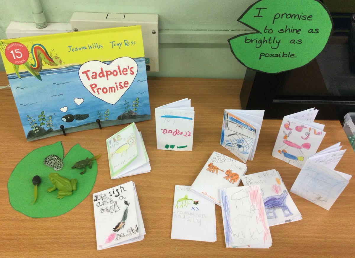 AlburghCE's tweet photo. #SeedlingsClass have been making these fantastic mini books related to the book Tadpole’s Promise by Jeanna Willis and Tony Ross #literacy #science https://t.co/c8A3iuTv6y