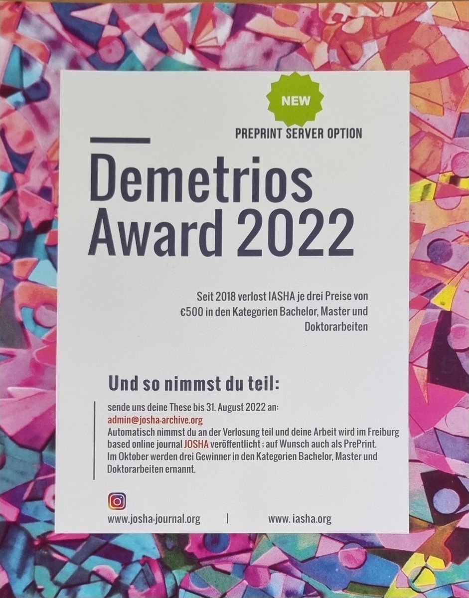 The International Academy of Science, Humanities and Arts (IASHA e.V.), with the support of the BioThera-Roland Mertelsmann Foundation, will award three prizes of 500 euros for the categories BACHELOR, MASTER and DOCTOR theses. The deadline for entries is August 31, 2022.