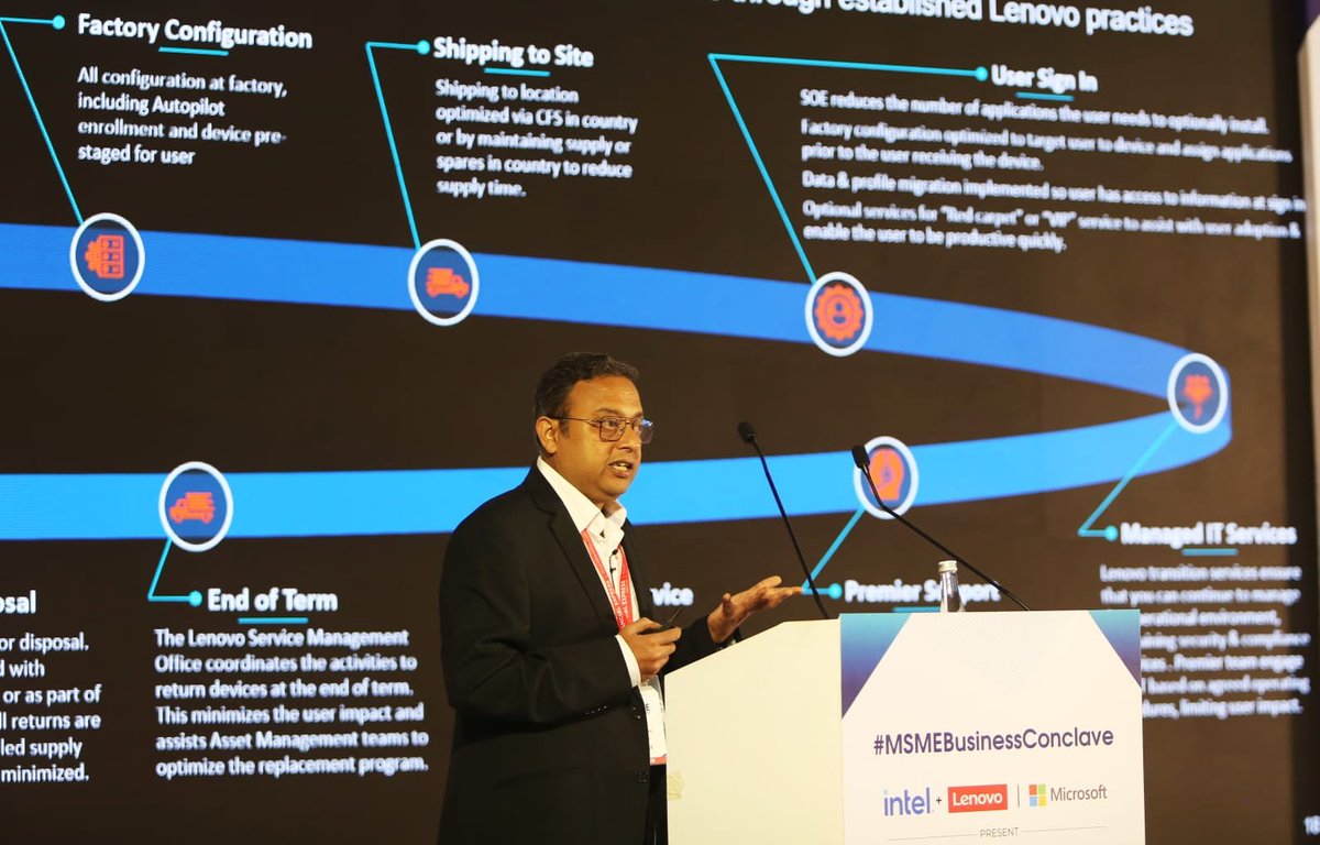 FinancialXpress's tweet photo. “The technology architecture of new IT is the network between client and cloud,” says Sharad Verma, Head of Commercial Channel, Lenovo India at #MSMEBusinessConclave
Join now-https://t.co/zkaTxN0Nx7
#msmeday #financialexpress #MSMEs #technologyserviceproviders https://t.co/XKwipAu3bf