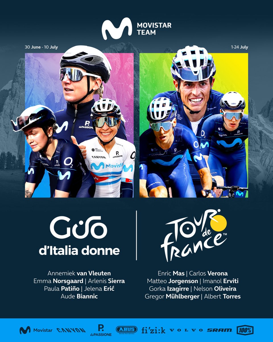 🇮🇹 #GiroDonne22 | 🇫🇷 #TDF2022 👊 Movistar Team afronta dos grandes retos para iniciar julio: @giro_donne y @letour > bit.ly/22TDFalinGD #RodamosJuntos | @Telefonica