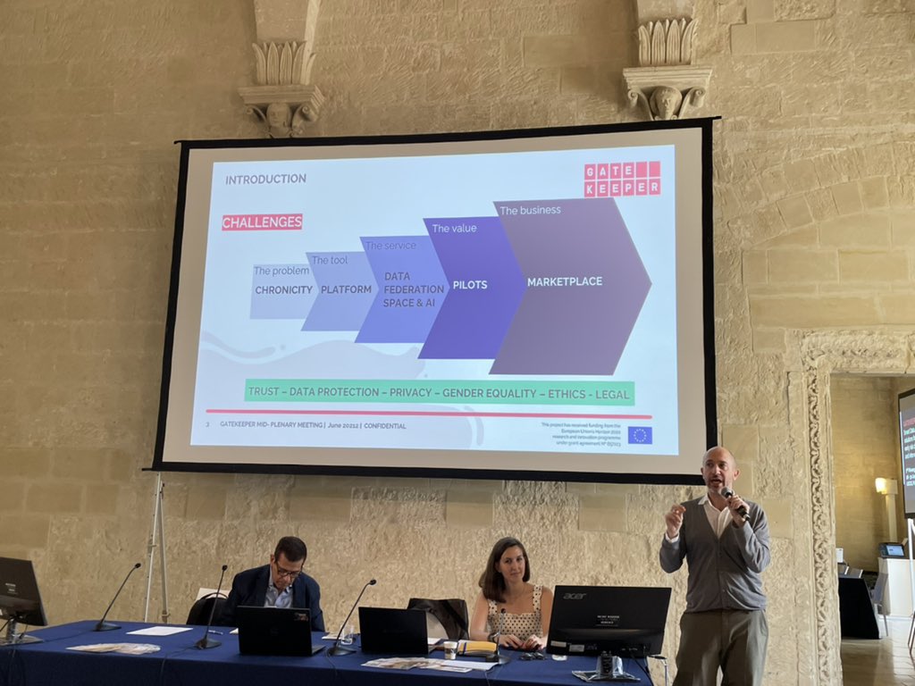 GATEKEEPER EU Project (@gatekeeper_eu) on Twitter photo Really happy to see each other again! We start our face to face plenary meeting after the pandemic in #Lecce, amazing place! Many thanks to the host for welcoming us in the beautiful castello Carlo V. Lets join forces for improving citizens lifes with #innovation #H2020 #AI Really happy to see each other again! We start our face to face plenary meeting after the pandemic in #Lecce, amazing place! Many thanks to the host for welcoming us in the beautiful castello Carlo V. Lets join forces for improving citizens lifes with #innovation #H2020 #AI