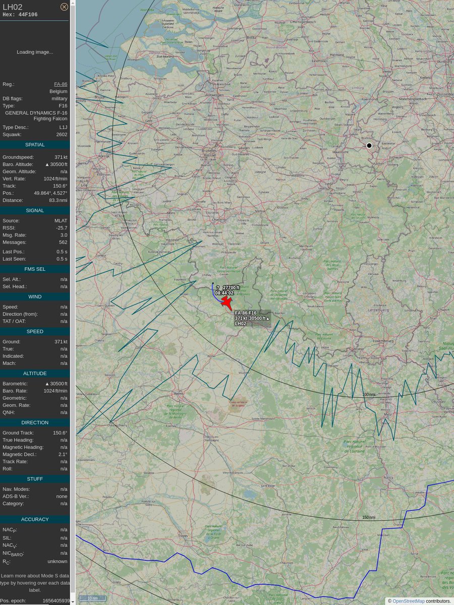 AboveHeerlen's tweet image. #PlaneAlert ICAO: #44F106 Tail: #FA86 Flt: #LH02 
Owner: #BelgianAirComponent
Aircraft: #F-16 Fighting Falcon
2022/06/28 10:44:22
#F16 #Mil #Chappy #YouJustLostARefinery #Luchtcomponent #OtherAirForces youtu.be/DyruzLjVwbc?t=… 
globe.adsbexchange.com/?icao=44F106&amp;amp;s…