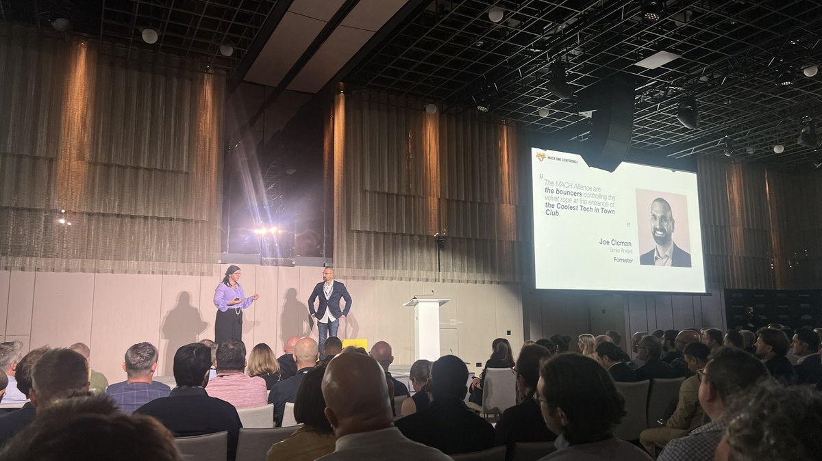 Keynote at <a href="/MACHAlliance/">MACH Alliance</a>’s #MACHONE with <a href="/sonjakeerl/">Sonja Keerl</a> and Joe Cicman from Forrester