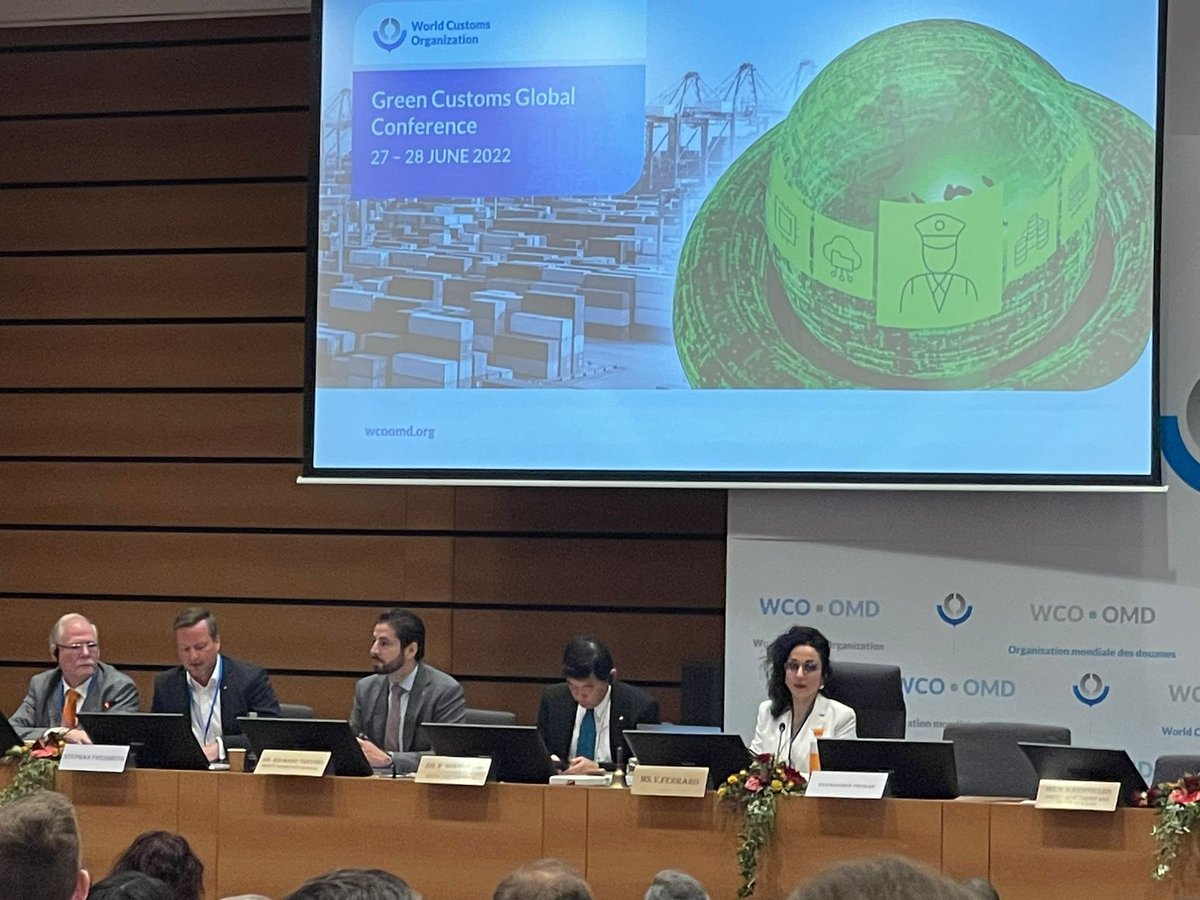 At the Green Customs Global Conference. The greening of customs and supply chains is one of our focus areas; overcoming challenges on classification &amp; facilitation will allow us to contribute better to this global objective. <a href="/WCO_OMD/">World Customs Organization</a> is strategically positioned to lead this task.