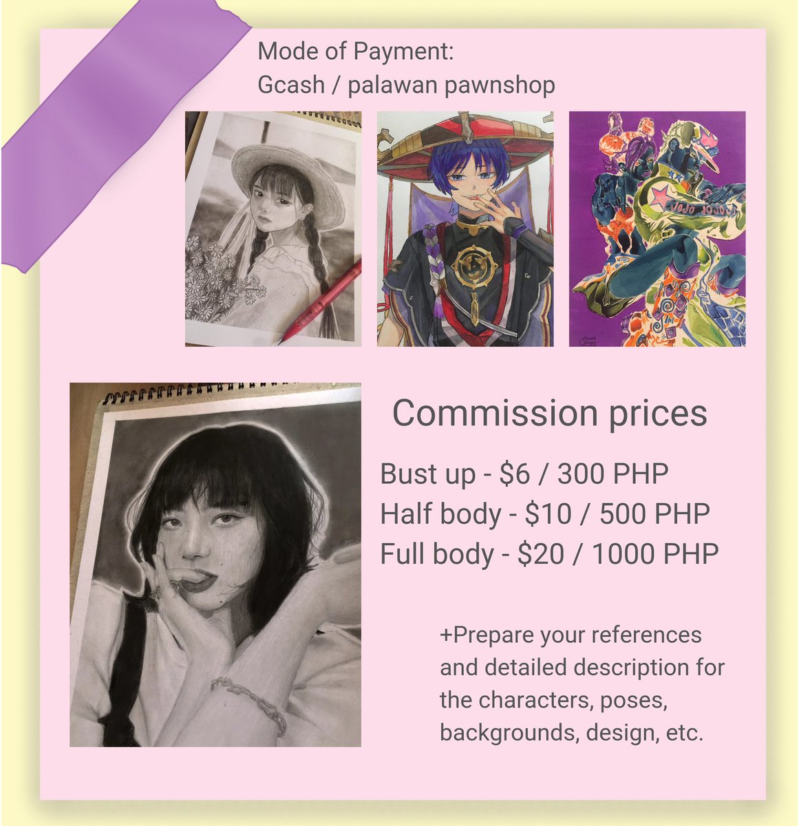 _keijy's tweet photo. COMMISSIONS ARE OFFICIALLY OPEN✨
School is finally over and my prior goal is for living expenses
🌸Shares are very much appreciated:D
🌸Only accepting one slot per week and pls no rush!!
🌸Don't hesitate to DM me for any other inquiries. Thank you💗 #OpenforCommission https://t.co/G7wn7psBZL