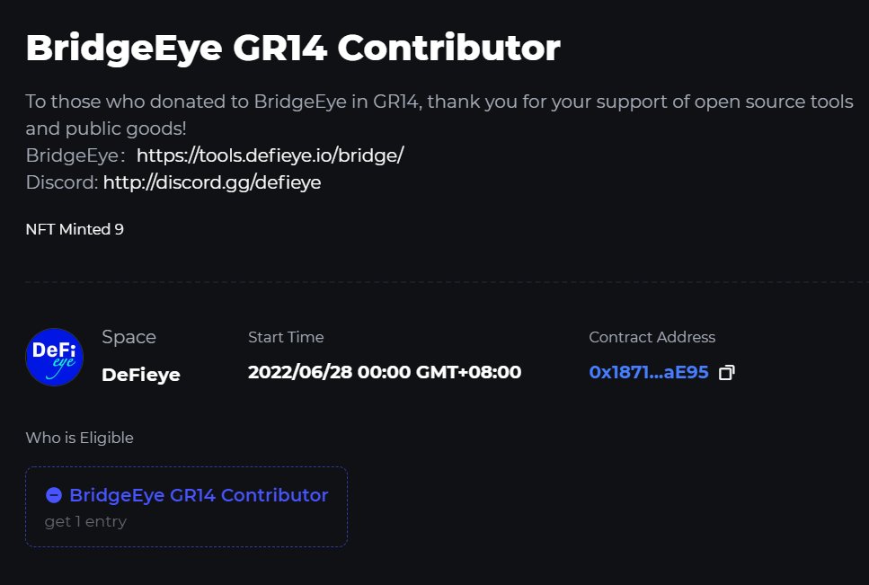 goosegoosedodo's tweet photo. BridgeEye GR14 Contributor
To those who donated to BridgeEye in GR14, thank you for your support of open source tools and public goods!
G14的OAT已开放领取!感谢大家对我们公共产品Bridgeeye的支持!
https://t.co/uRrK2ipTky
#gitcoin #gr14 #oat #bridgeeye https://t.co/3GArExMoqY