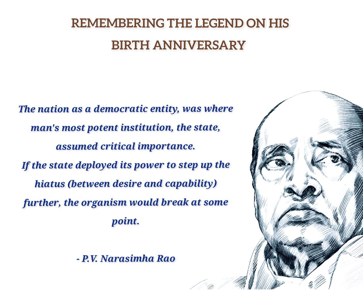 GTeja777's tweet photo. Remembering the legendary Prime Minister, P.V. Narasimha Rao on his birth anniversary.
Father of Indian Economic Reforms.
#PVNarasimhaRao https://t.co/tvHRl1HyZw