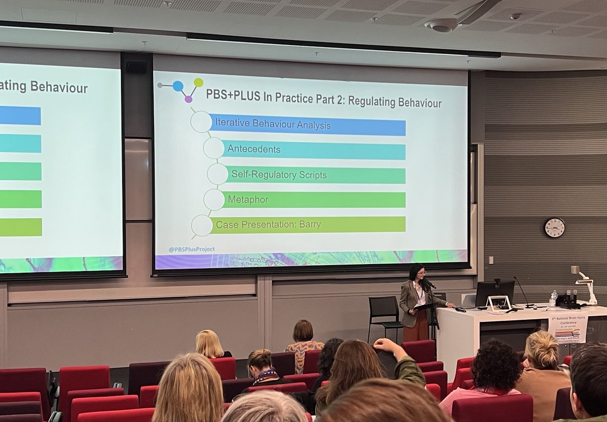 nrsigwfnr's tweet photo. @THINKFULLY_ presenting on #regulatingbehaviour as part of @PBSPlusProject @MERRC_Research
Kate reported that they are running a #PBS clinic in which clients usually *self-refer* which is unusual and encouraging!
@BrainInjuryAus conference https://t.co/4dL3agIT49