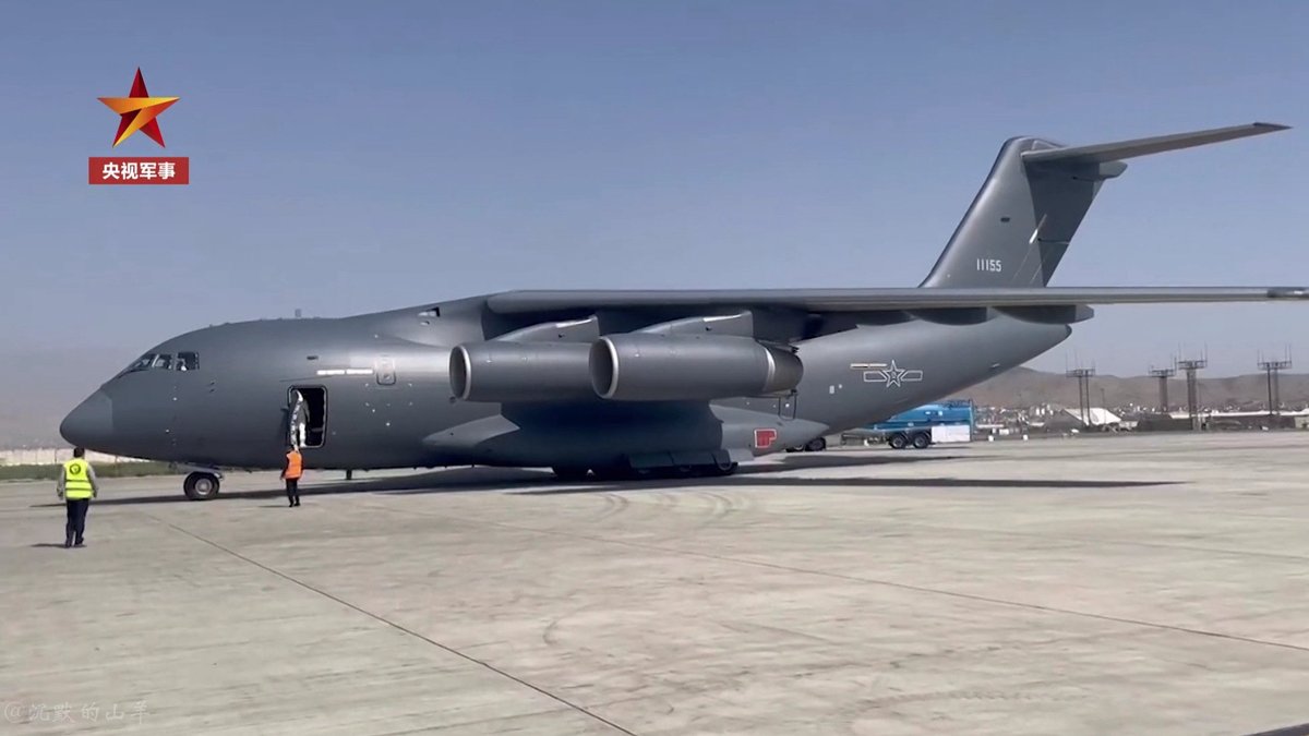 jesusfroman's tweet photo. Two 🇨🇳Chinese Xi'an Y-20 military transport aircrafts with ID No. 11153 &amp; 11155 arrived to Kabul airport allegedly carrying humanitarian relief supplies https://t.co/HuvnurljVL