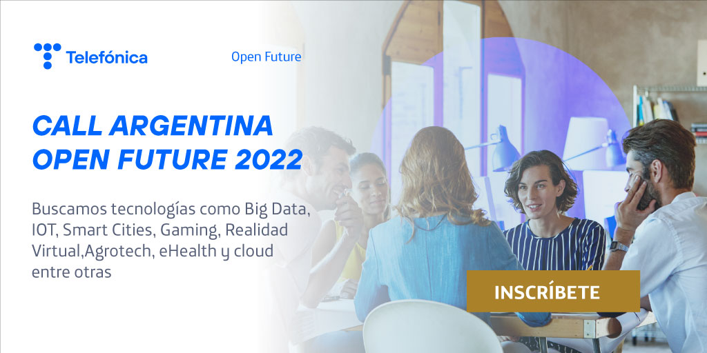 ¡Abre la Call de <a href="/OpenFutureArg/">Argentina Telefónica Open Future</a>! Si eres una startup con tecnología Blockchain, Realidad Virtual, y muchas más, es tu oportunidad para entrar en el programa de aceleración de Open Future Argentina. 

¡Inscríbete hasta el 25 de julio! 🚀openfuture.org/es/page/call-a…