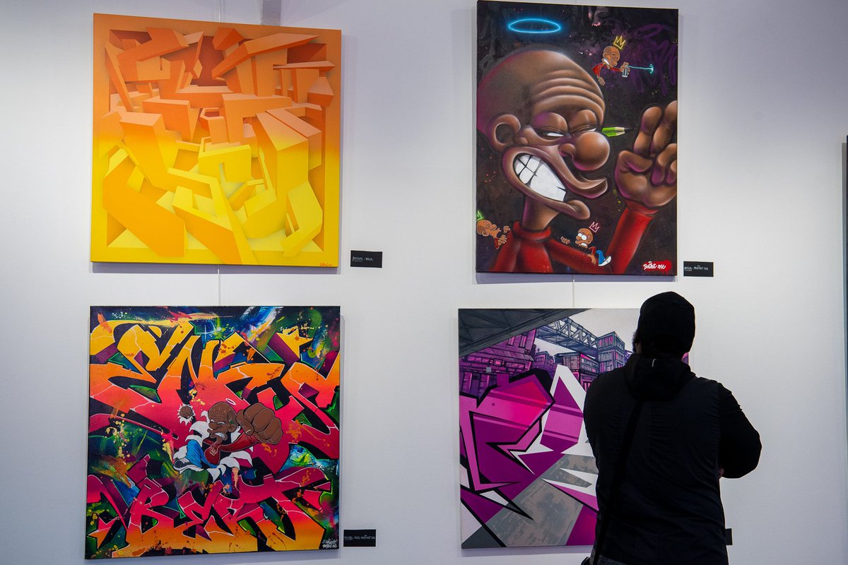 luccarvounas's tweet photo. J’assistais hier à l’inauguration de l’exposition de l’artiste @BerthetOne dans notre salle culturelle du 148 @Alfortville_94. Elle réunit des œuvres rétrospectives de l'artiste aux côtés d'œuvres inédites et originales issues de son "Crew".  À venir admirer nombreux ! #StreetArt https://t.co/WSBr12fp41
