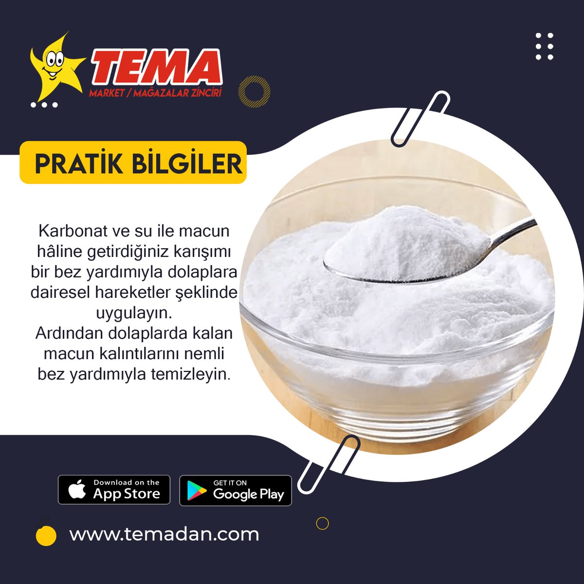 Pratik Bilgilerde Bugün 💫 

Karbonat ve su ile macun hâline getirdiğiniz karışımı bir bez yardımıyla dolaplara dairesel hareketler şeklinde uygulayın. Ardından dolaplarda kalan macun kalıntılarını nemli bez yardımıyla temizleyin.

<a href="/yaser02004506/">yaser</a> <a href="/ikbal_yaz/">Muhammed İkbal Yazıcı</a> #pratikbilgilerdebugün