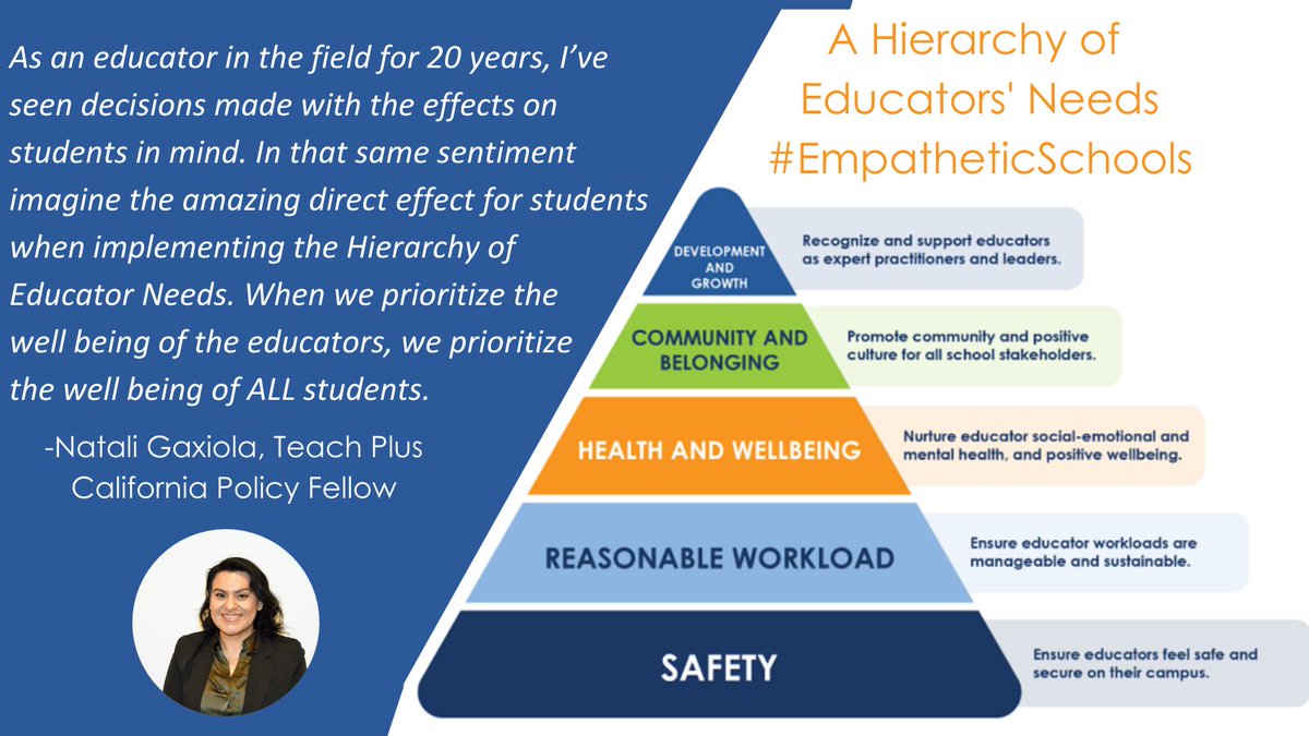 Teach Plus CA (@teachplusca) on Twitter photo To build healthier, more positive schools, <a href="/TeachPlusCA/">Teach Plus CA</a> teacher leaders have released “A Hierarchy of Educators’ Needs: A Guide for Fostering Empathetic Schools” & 5 essential needs to create a culture of community care. <a href="/gaxiola_natali/">Natali Gaxiola</a> #EmpatheticSchools teachplus.org/resource/a-hie… To build healthier, more positive schools, <a href="/TeachPlusCA/">Teach Plus CA</a> teacher leaders have released “A Hierarchy of Educators’ Needs: A Guide for Fostering Empathetic Schools” & 5 essential needs to create a culture of community care. <a href="/gaxiola_natali/">Natali Gaxiola</a> #EmpatheticSchools teachplus.org/resource/a-hie…