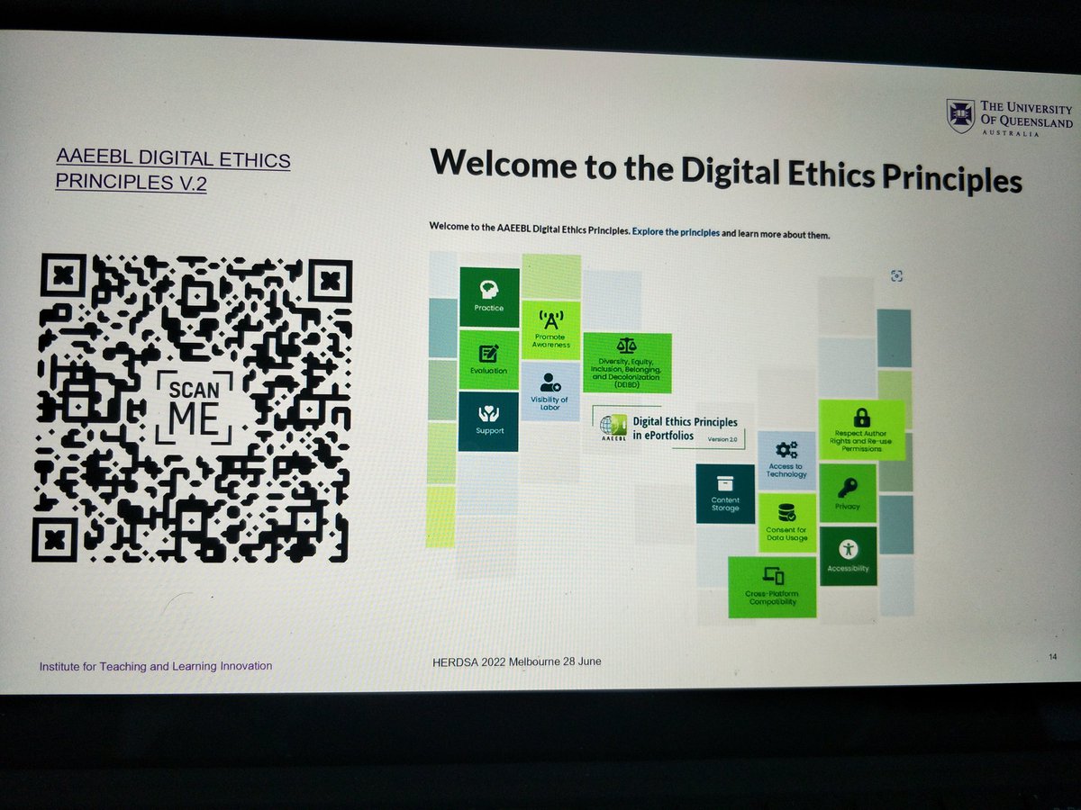 Dr Christine Slade (@drcslade) on Twitter photo My presentation on #AAEEBL #DigitalEthics principles today at #Herdsa2022 <a href="/KevinKelly0/">Kevin Kelly</a> @jelizabethclark <a href="/MerryQuinn/">Megan Mize, PhD</a> <a href="/anitsirk/">Anitsirk Sirrah</a> <a href="/MeganHaskins12/">Megan Haskins</a> <a href="/drpetermclellan/">Peter McLellan</a> Use QR code to access resources My presentation on #AAEEBL #DigitalEthics principles today at #Herdsa2022 <a href="/KevinKelly0/">Kevin Kelly</a> @jelizabethclark <a href="/MerryQuinn/">Megan Mize, PhD</a> <a href="/anitsirk/">Anitsirk Sirrah</a> <a href="/MeganHaskins12/">Megan Haskins</a> <a href="/drpetermclellan/">Peter McLellan</a> Use QR code to access resources