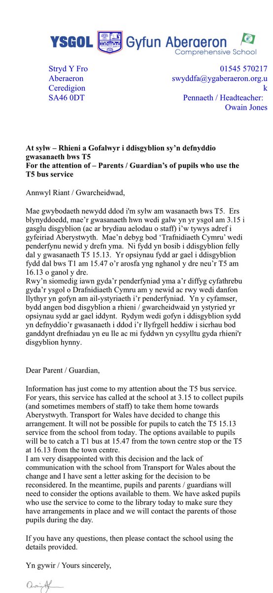 Disgraceful cancelling bus services to and from a school! <a href="/YGAberaeron/">Ysgol Gyfun Aberaeron</a> <a href="/MattMurray29/">Matthew Murray</a> <a href="/CambrianNews/">Cambrian News</a> @TFWalesRBLX <a href="/CeredigionCC/">Ceredigion Council</a>
