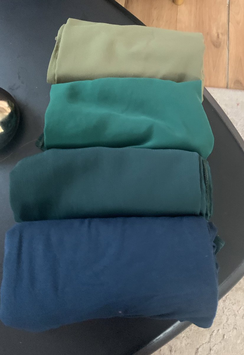 KeemaLabel's tweet photo. @AdelekeWakeelah These are the shades of Green we have. Olive, Bottle and Emerald in Chiffon, Deep Teal in Jersey. https://t.co/xTGdp5zU2Z