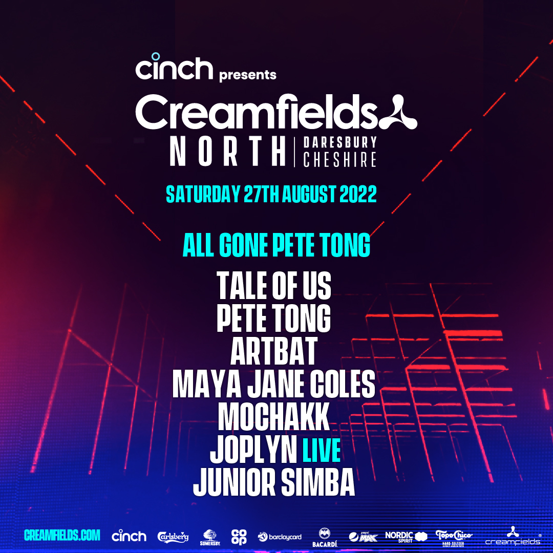Returning to <a href="/Creamfields/">Pepsi MAX presents Creamfields</a> this August with my <a href="/AllGonePT/">All Gone Pete Tong</a> party! 🎉 <a href="/TaleOfUs/">Tale Of Us</a> <a href="/artbatmusic/">ARTBAT</a> <a href="/mjcofficial/">Nocturnal Sunshine / Maya Jane Coles</a> <a href="/MochakkMusic/">Mochakk</a> <a href="/joplynberlin/">JOPLYN</a> <a href="/itsjuniorsimba/">Junior Simba</a> - #cinchxCreamfields

🎟 creamfields.com