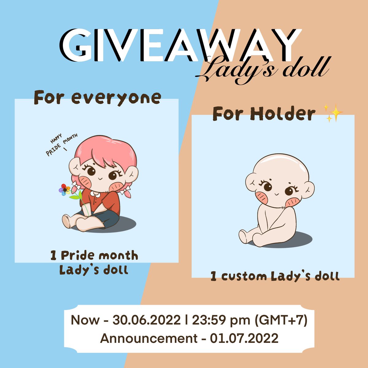 ✨Lady’s doll Giveaway🧸✨
2 winners will get this

To join :
 • follow <a href="/whitecoffeeNFT/">Ami whitecoffee | Lady girl🌸</a> 
 • RT &amp; Like
 • Tag 3 friends (write (Holder) if you are!)

Announcement : 01.07.2022🍀
#GiveawayNFT #Polygon #NFTs #NFTTHAILAND #NFTProfilePic