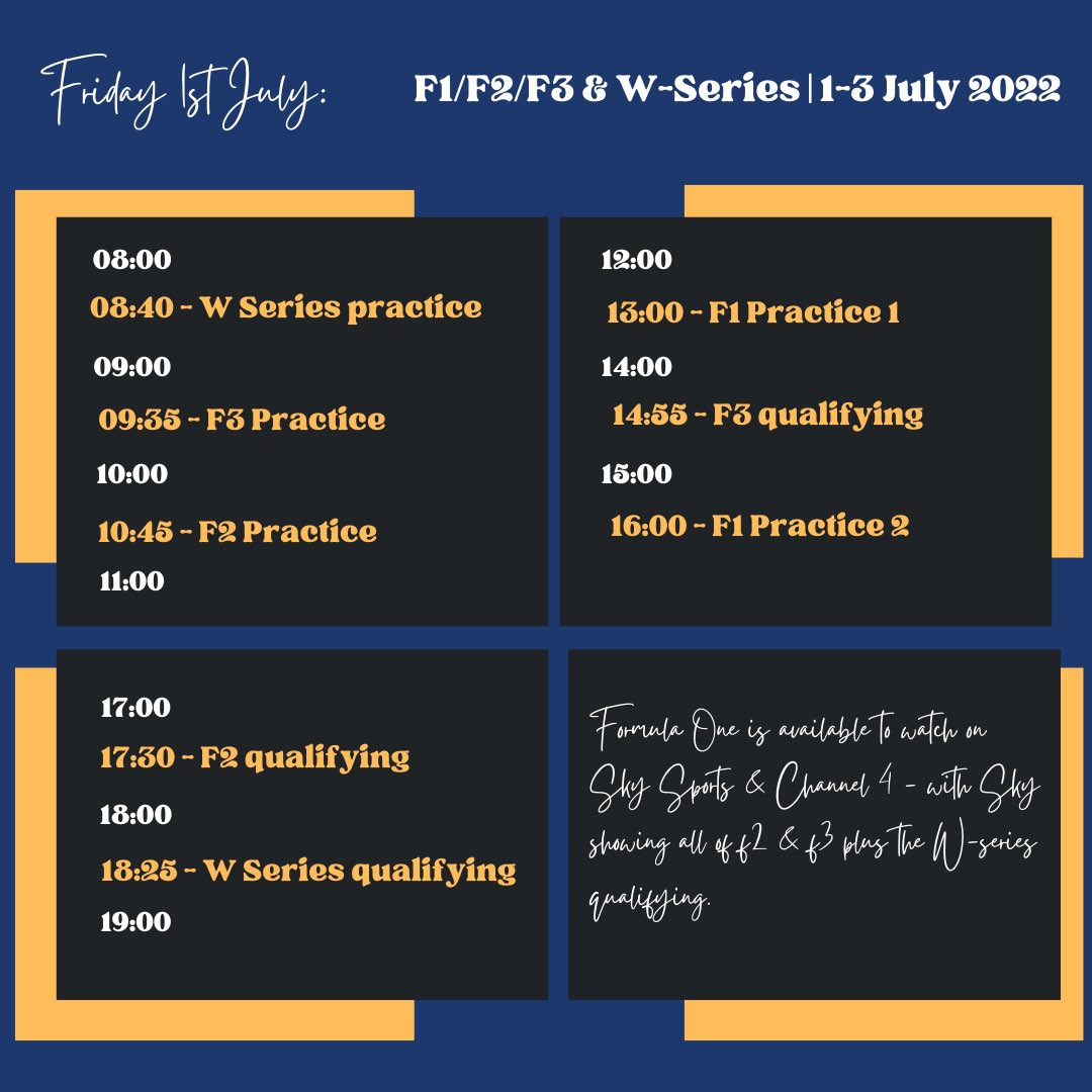 beyondthepit's tweet photo. T minus three days until the on track action starts at Silverstone! Here’s our weekend schedule so you don’t miss any of the British GP weekend #F1 #BritishGP https://t.co/h308uSL0wM