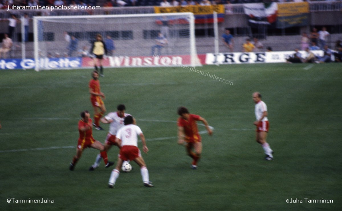 TamminenJuha's tweet photo. 30 years ago today, 28 June 1982 at Camp Nou of Barcelona, Poland 3 Belgium 0. Terrible snaps, ISO 100 slide film and a 100-300/5.6 lens were no good in this light. But these are just souvenirs, and you can identify Grzegorz Lato... #España82 #POLvBEL #CampNou @Mial1986_87 https://t.co/EwtZms3hrn