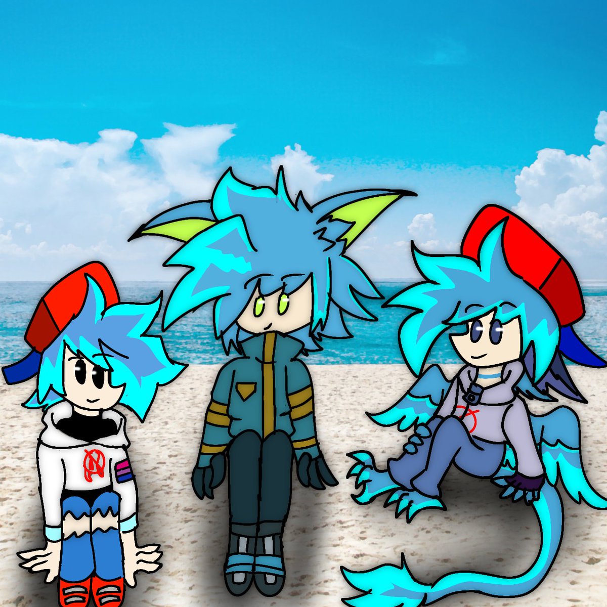 LunDragon1's tweet photo. Typ Beach with Trio ":) 
BF: @/v_wolf1357 
Briggs: @/Axrael_Ailen 
Innokenty: my :) 
#BF_Innokenty 
#BFsona 
#FNF_EXO https://t.co/thDvk33jo4