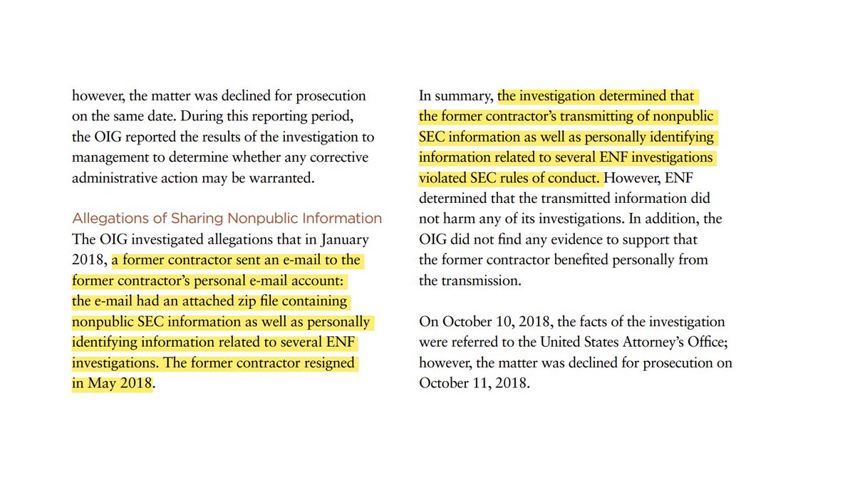 An internal investigation at the SEC, showed that a contractor of the agency sent itself confidential information about the SEC's investigation & enforcement actions in May 2018. Remember how Lubin bleated with his insiderknowledge that the SEC was going to pursue 'bad projects'?