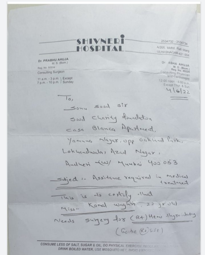 AnushaSp10's tweet photo. Thank you so much for the immediate response Sonu Sood sir and SOOD CHARITY FOUNDATION for the surgery treatment 🙏🙏🙏hemi thyroid etemy surgery was done successfully 🙏🙏
@SonuSood 
@SoodFoundation https://t.co/e1yNcZ1R3C