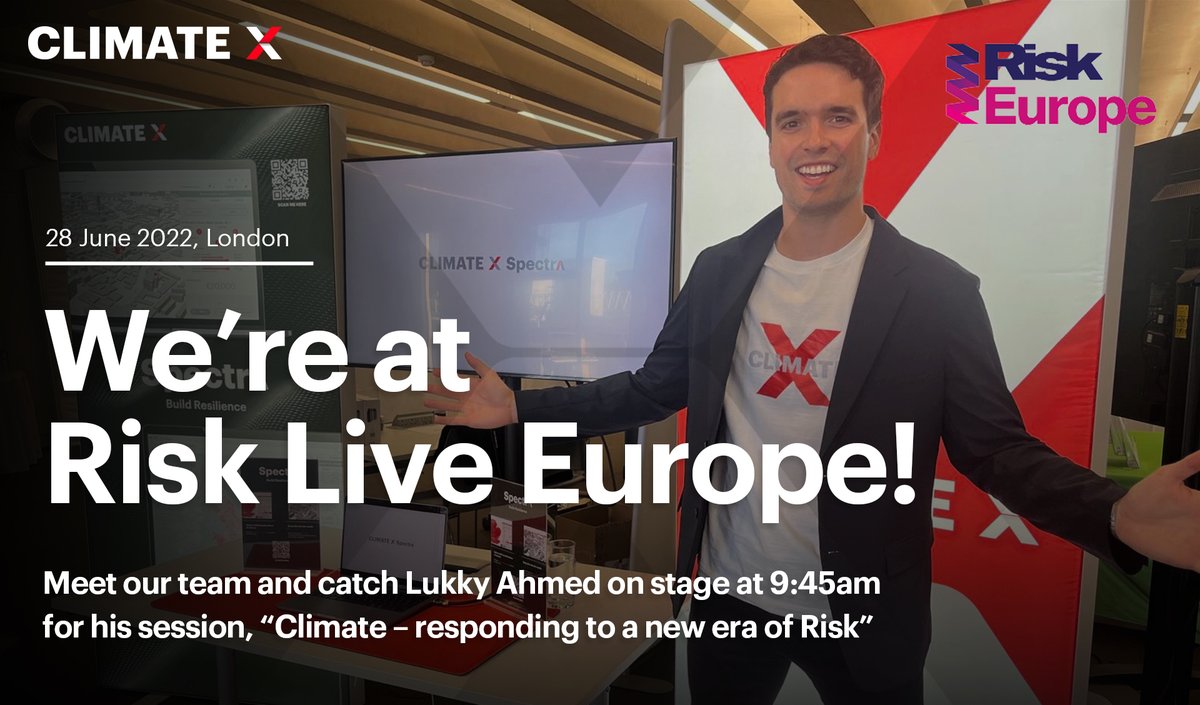 ClimateXLtd's tweet photo. We're at Risk Live Europe in London today. Join @heylukky at 9.45am, for "Climate – responding to a new era of risk" with:
- Kunal Motiani, Global Head of Climate Change @citi
- Nick Stansbury, Head of Climate Solutions @LGIM
- Bruce Fletcher, Group CRO @natwestgroup
#risklive https://t.co/JMZ8NMseoS