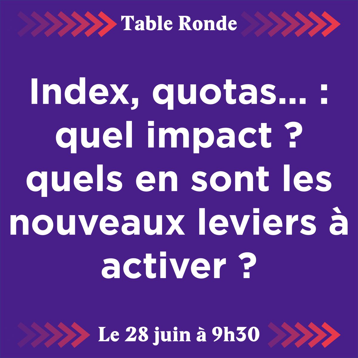 📣 [#TableRonde1] Index, quotas... : quel impact ? quels en sont les nouveaux leviers à activer ?
🎙 <a href="/ArnaudArdoin/">Arnaud Ardoin</a>
👥 François Nogué (<a href="/SNCF/">❌</a>), Chrystel Barranger (<a href="/EssiLux/">EssilorLuxottica</a>), <a href="/thierry_teboul/">Thierry Teboul</a> (<a href="/Afdas/">Afdas</a>), <a href="/ASBeraud/">Anne-Sophie Beraud</a> (<a href="/All/">ALL Accor</a>), <a href="/RixainMP/">Marie-Pierre Rixain</a> (<a href="/AssembleeNat/">Assemblée nationale</a>)
#AssisesDeLaParité2022