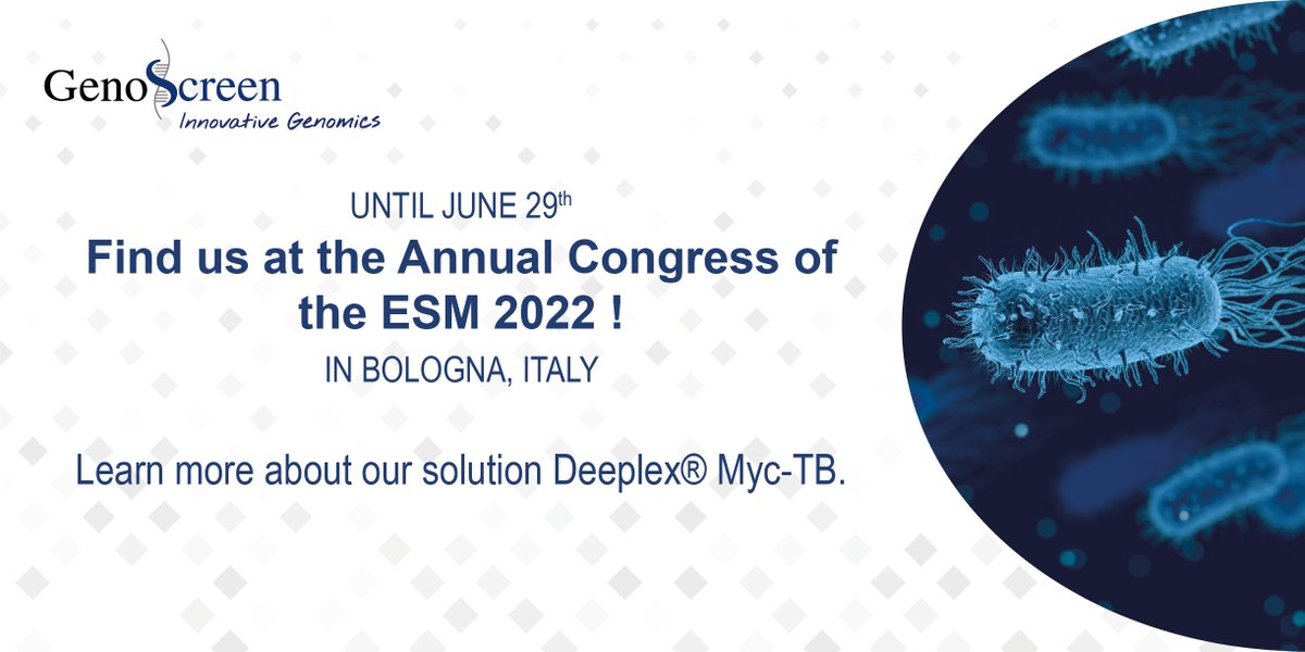 [#congress] Meet us at the 42nd Annual Congress of the European Society of Mycobacteriology in Bologna, Italy.

#ESM #mycobacteriology
<a href="/EsMyco/">European Society of Mycobacteriology</a>