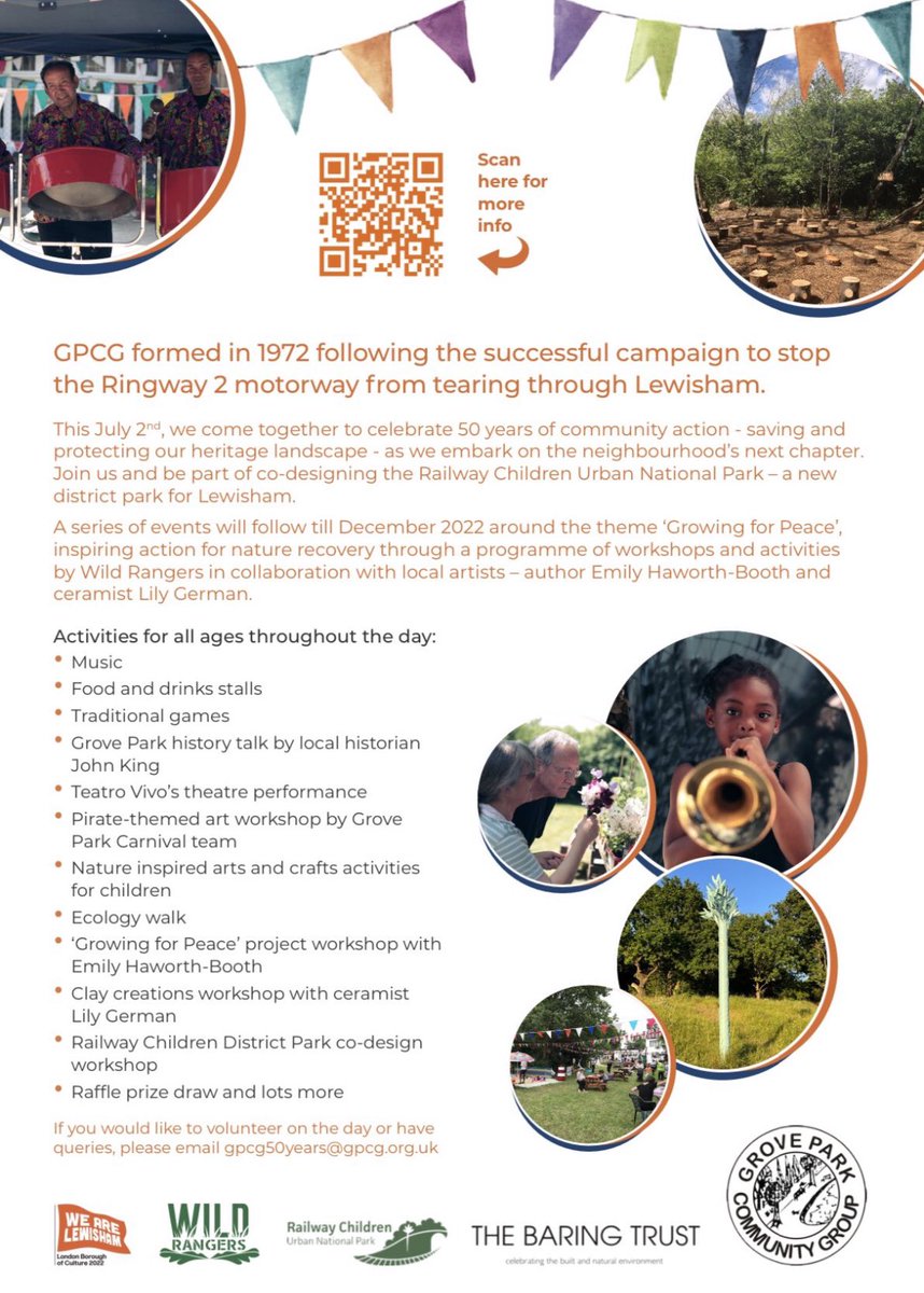 GroveParkSE12's tweet image. On July 2 nd GPCG celebrates 50 years, find out which famous group of Grove Park residents laid the foundations for National Parks @lewishamledger @WildLondon @RewildingB #railwaychildren urban national park @StudiocanalUK @4JennyAgutter @SadiqKhan @damienegan @LDN_pressoffice
