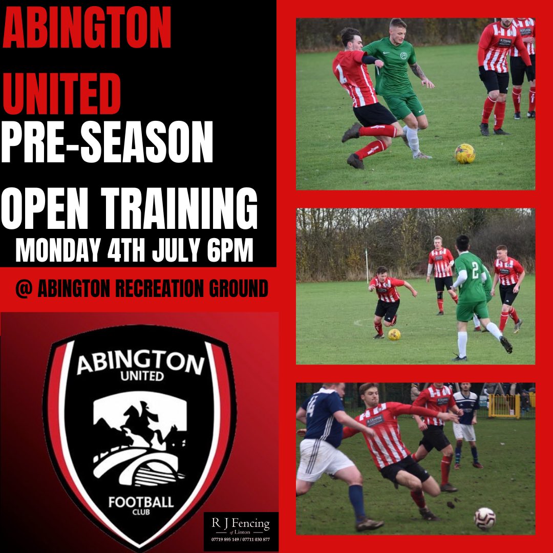 With the season fast approaching we start our 22/23 campaign this coming Monday with our first training session open to all players new and old. If you have the skills and want to join a team who’s aim is to get promoted this season then come along! 
📍Abington rec
⏱ 6PM