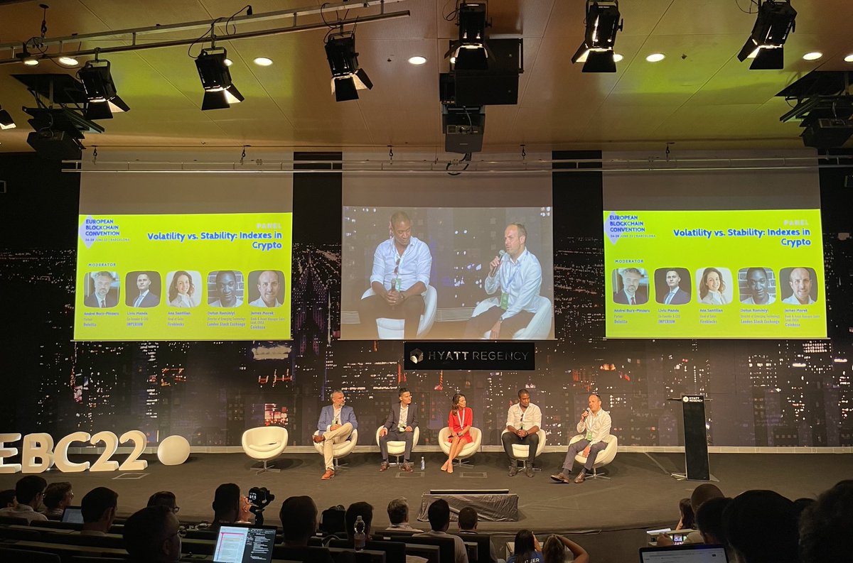 “We see a lot of institutions who want to onboard and engage with the space which will lead to less volatility.” James Morek, ⁦@coinbase⁩ together with ⁦@manda_liviu⁩, ⁦@dotun_rominiyi⁩, Ana Santillan, ⁦⁦@FireblocksHQ⁩, Andreu Burz-Pinzaru #EBC22🦄