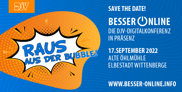SAVE THE DATE: Besser Online kommt wieder. Am 17.9. wollen wir mit euch "Raus aus der Bubble" und in Wittenberge (Brandenburg) über Online-Journalismus, Medien und digitale Themen diskutieren. Die Vorbereitungen laufen, notiert euch schon mal den Termin! besser-online.info