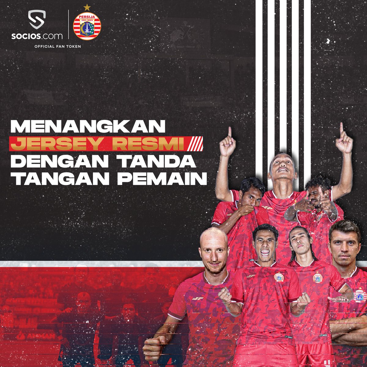 GIVEAWAY ALERT‼️

Untuk merayakan kerjasama Persija dengan Socios.com, maka 2 Jakmania beruntung akan mendapatkan Jersey dengan tanda tangan pemain!

Cara nya gampang:
✅ Follow @Socios
✅ RT 
✅ Coment $PRSJ

#Persija #PersijaXSocios