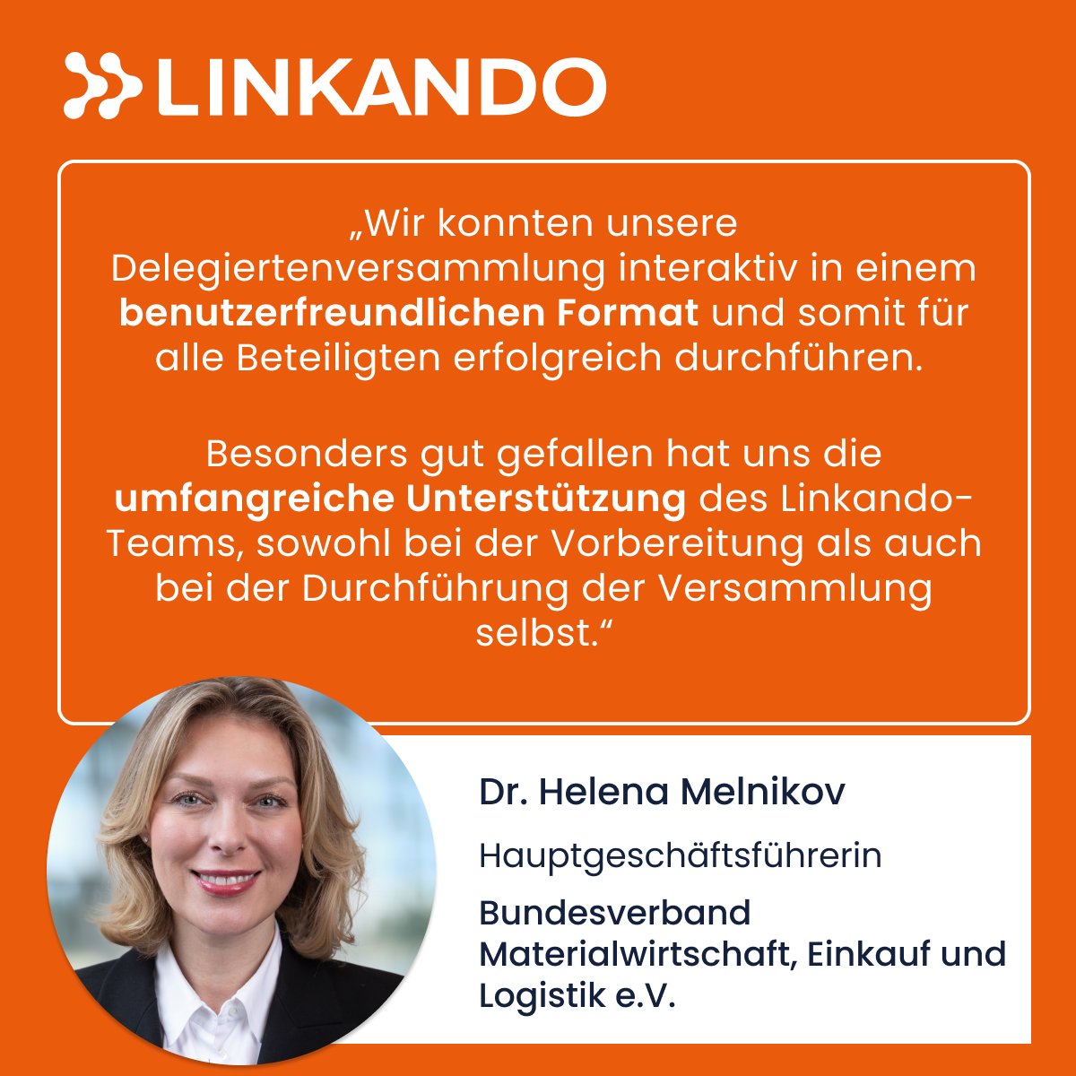 Linkando1's tweet photo. Was uns glücklich macht? Zufriedene Kunden und tolles Feedback! Danke Bundesverband Materialwirtschaft, Einkauf und Logistik e.V. https://t.co/91cSOhdA9y