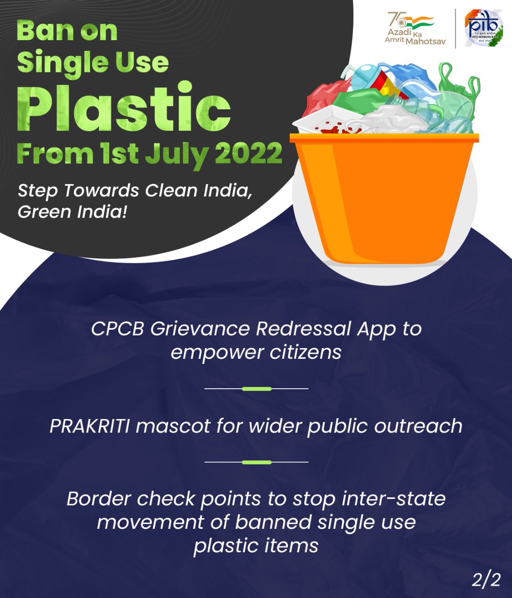 𝐒𝐭𝐞𝐩 𝐓𝐨𝐰𝐚𝐫𝐝𝐬 𝐂𝐥𝐞𝐚𝐧 𝐈𝐧𝐝𝐢𝐚, 𝐆𝐫𝐞𝐞𝐧 𝐈𝐧𝐝𝐢𝐚!

Ban on identified Single Use Plastic Items from 1st July 202...